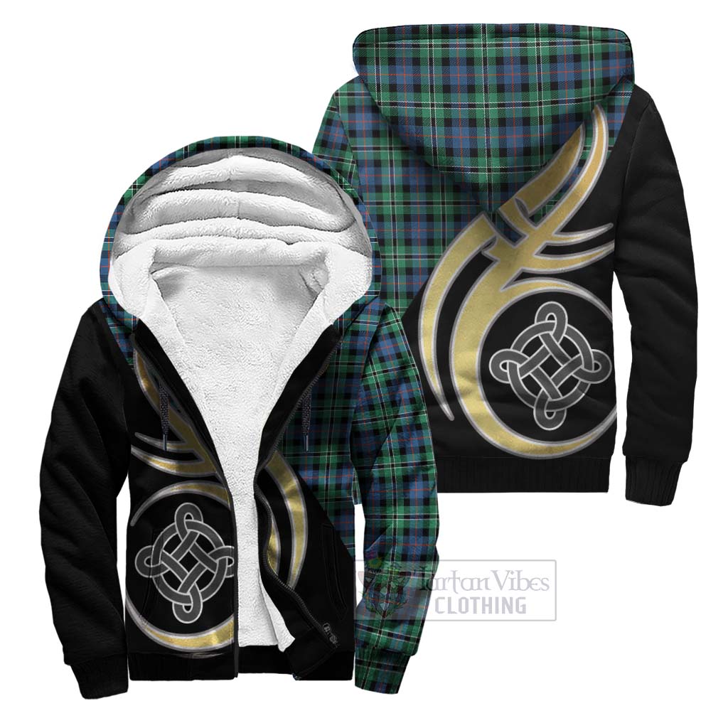 Tartan Vibes Clothing Rose Hunting Ancient Tartan Sherpa Hoodie with Family Crest and Celtic Symbol Style