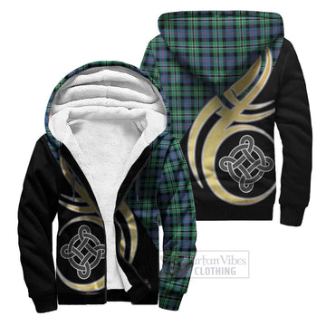 Rose Hunting Ancient Tartan Sherpa Hoodie with Family Crest and Celtic Symbol Style