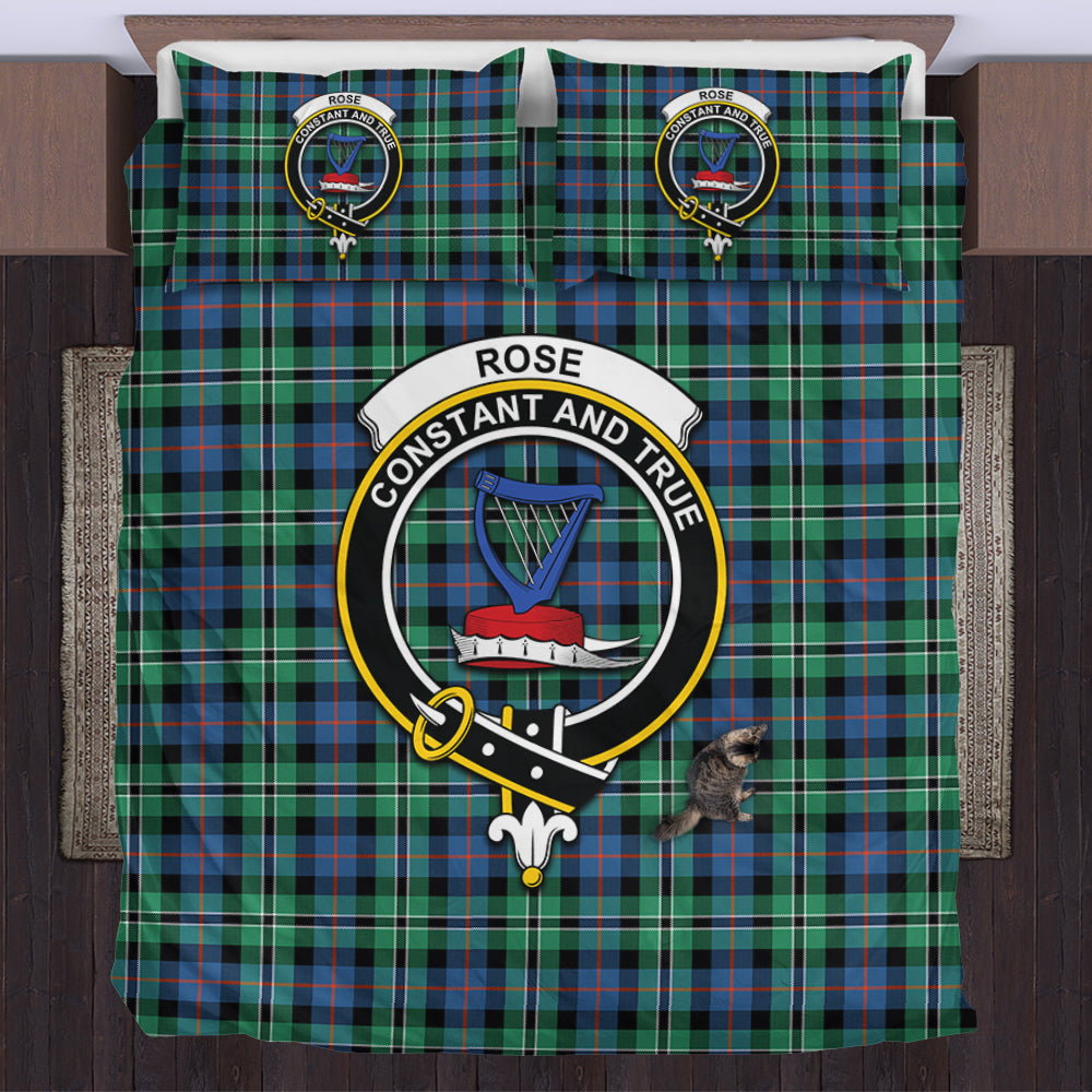 Rose Hunting Ancient Tartan Bedding Set with Family Crest US Bedding Set - Tartan Vibes Clothing