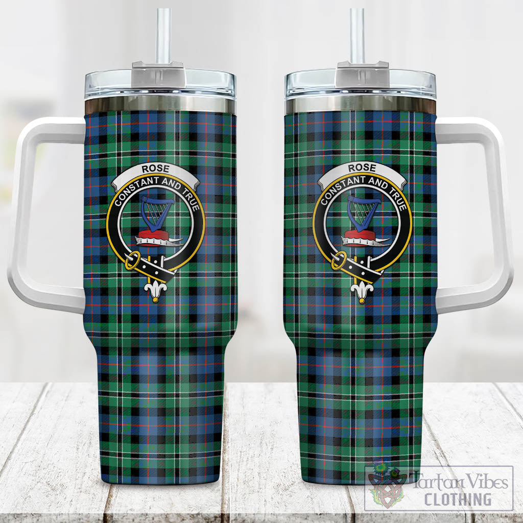 Tartan Vibes Clothing Rose Hunting Ancient Tartan and Family Crest Tumbler with Handle