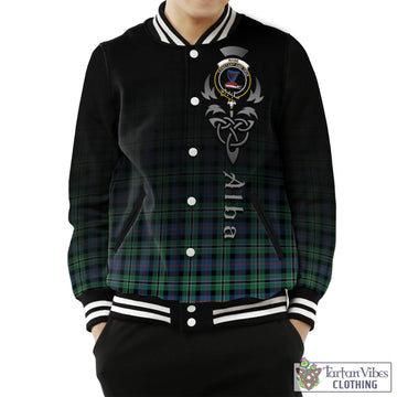 Rose Hunting Ancient Tartan Baseball Jacket Featuring Alba Gu Brath Family Crest Celtic Inspired