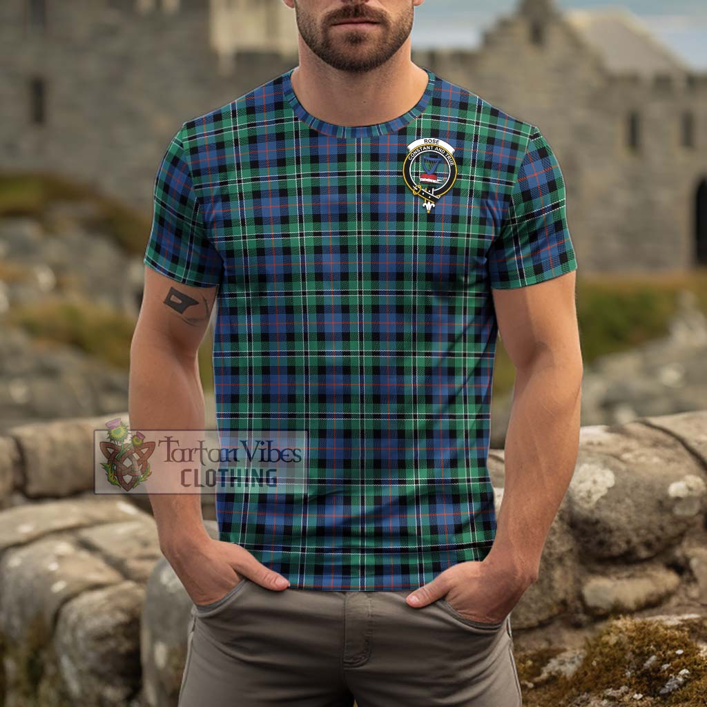 Tartan Vibes Clothing Rose Hunting Ancient Tartan Cotton T-Shirt with Family Crest