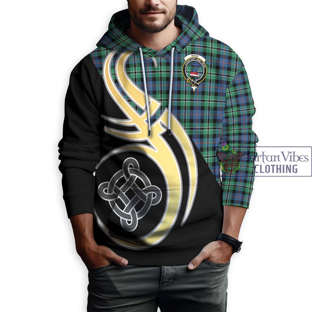 Rose Hunting Ancient Tartan Hoodie with Family Crest and Celtic Symbol Style Zip Hoodie - Tartan Vibes Clothing