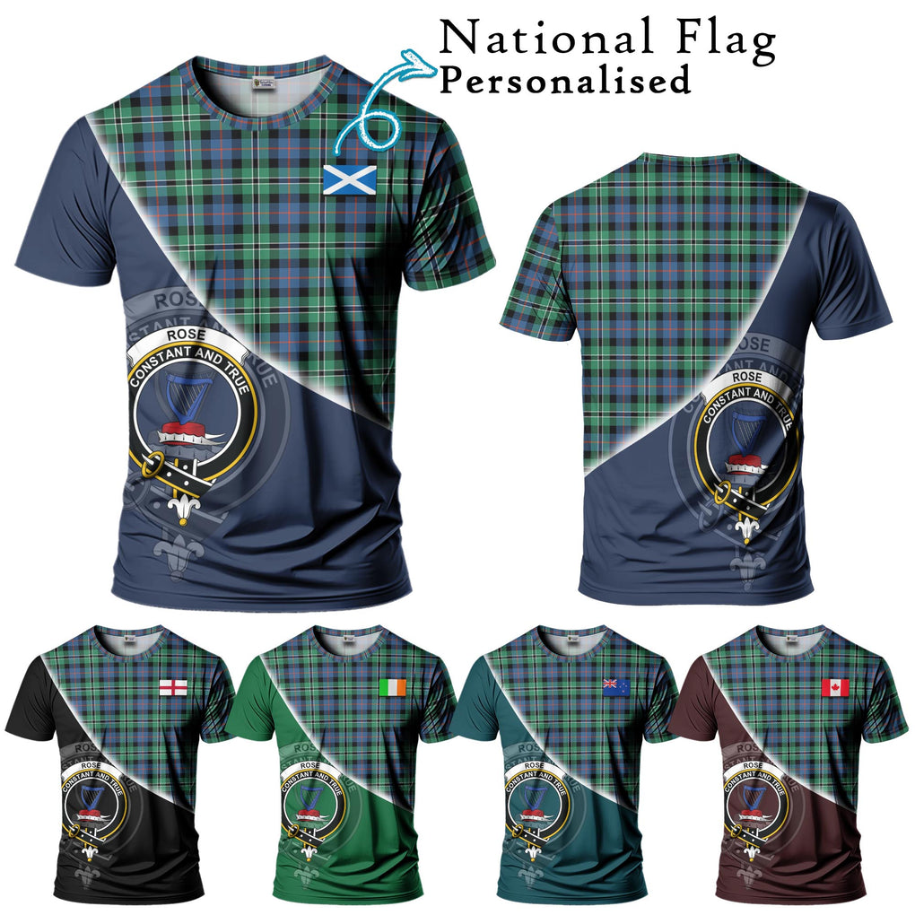 Rose Hunting Ancient Tartan T-Shirt with Personalised National Flag and Family Crest Half Style Kid's Shirt - Tartanvibesclothing Shop