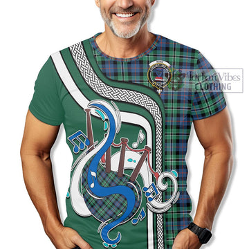 Rose Hunting Ancient Tartan T-Shirt with Epic Bagpipe Style