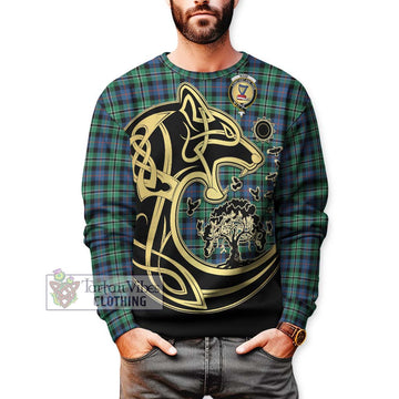 Rose Hunting Ancient Tartan Sweatshirt with Family Crest Celtic Wolf Style