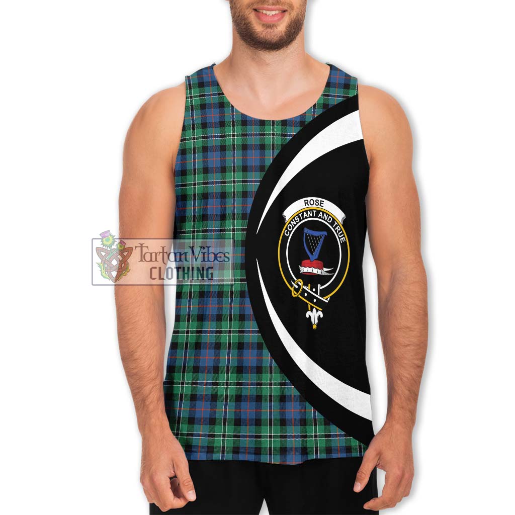 Rose Hunting Ancient Tartan Men's Tank Top with Family Crest Circle Style Men - Tartan Vibes Clothing