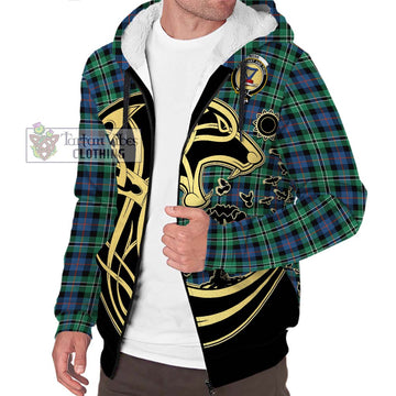 Rose Hunting Ancient Tartan Sherpa Hoodie with Family Crest Celtic Wolf Style