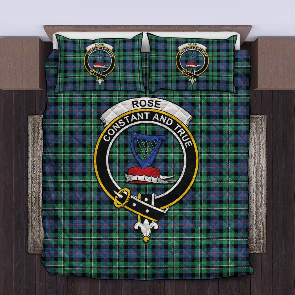 Rose Hunting Ancient Tartan Quilt Bed Set with Family Crest Twin - Tartan Vibes Clothing