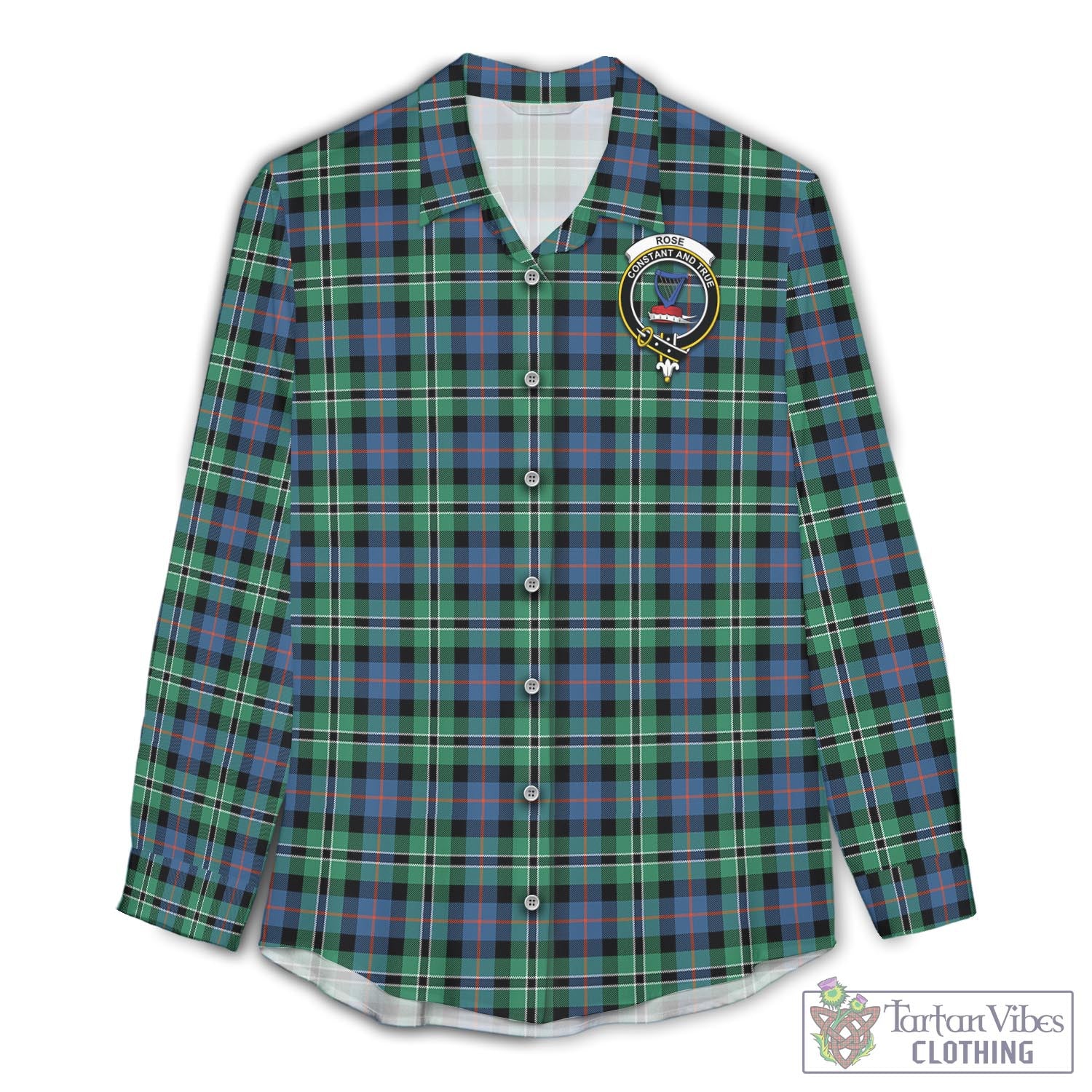 Tartan Vibes Clothing Rose Hunting Ancient Tartan Womens Casual Shirt with Family Crest