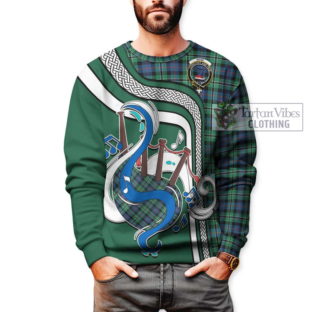 Tartan Vibes Clothing Rose Hunting Ancient Tartan Sweatshirt with Epic Bagpipe Style