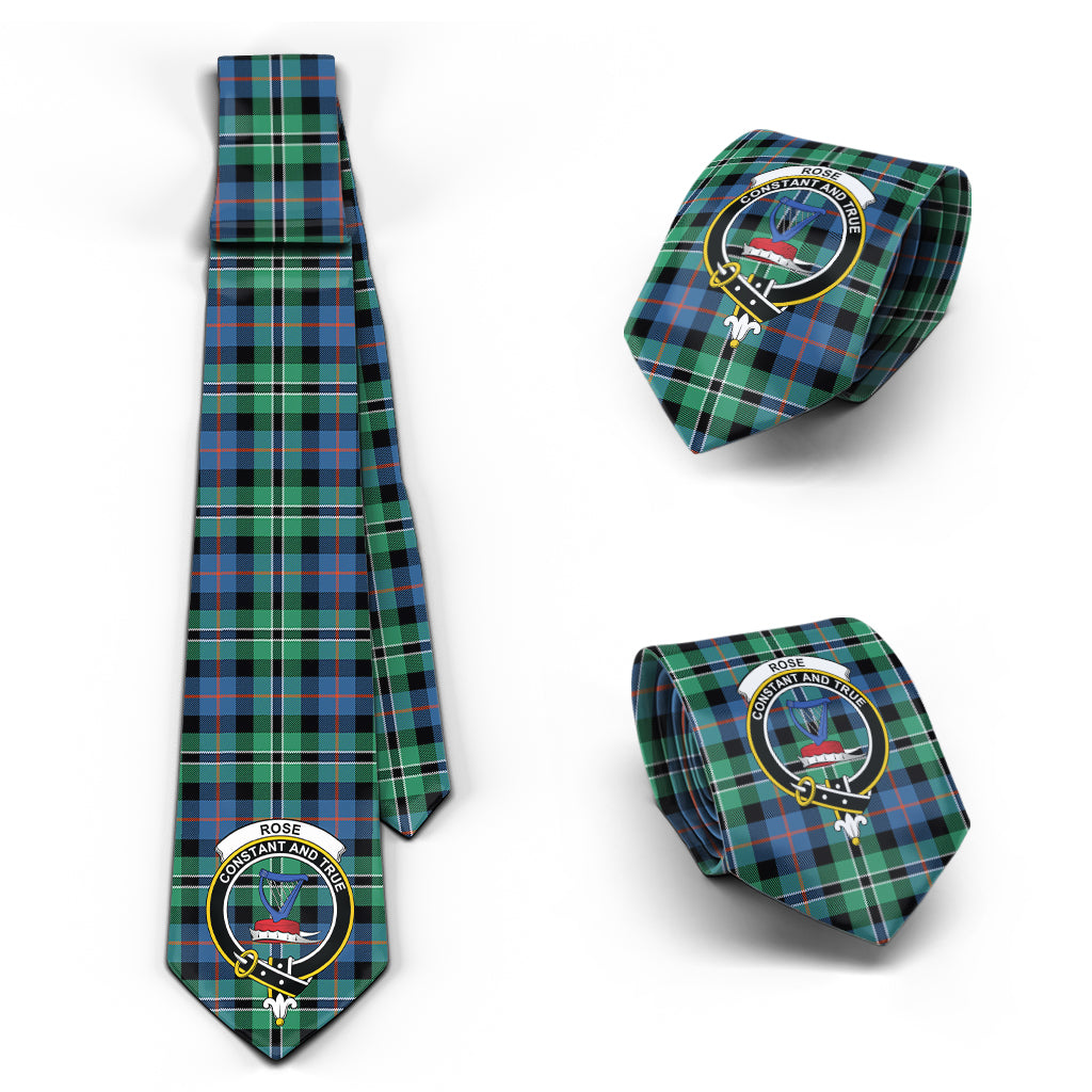 Rose Hunting Ancient Tartan Classic Necktie with Family Crest Necktie One Size - Tartan Vibes Clothing