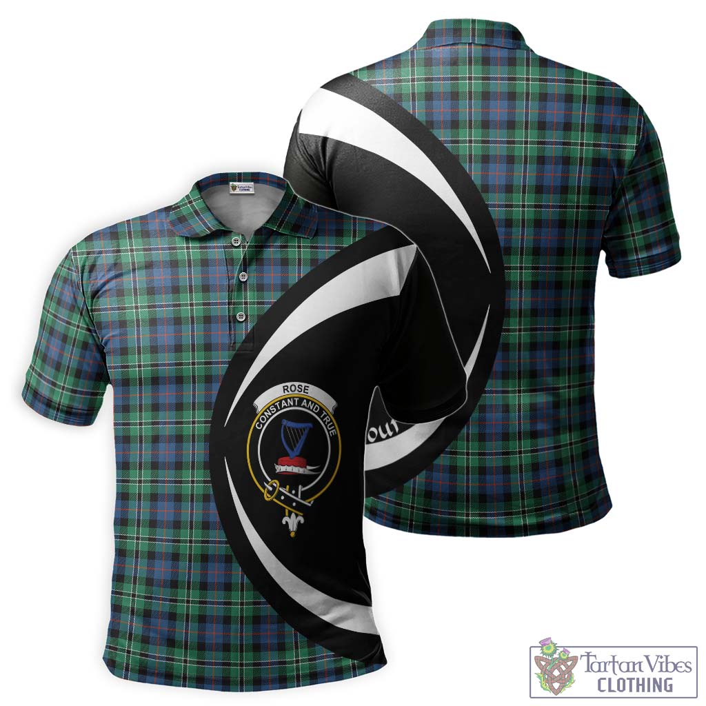 Tartan Vibes Clothing Rose Hunting Ancient Tartan Men's Polo Shirt with Family Crest Circle Style