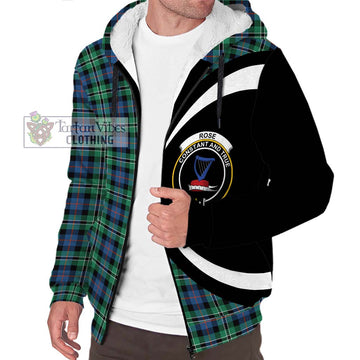 Rose Hunting Ancient Tartan Sherpa Hoodie with Family Crest Circle Style