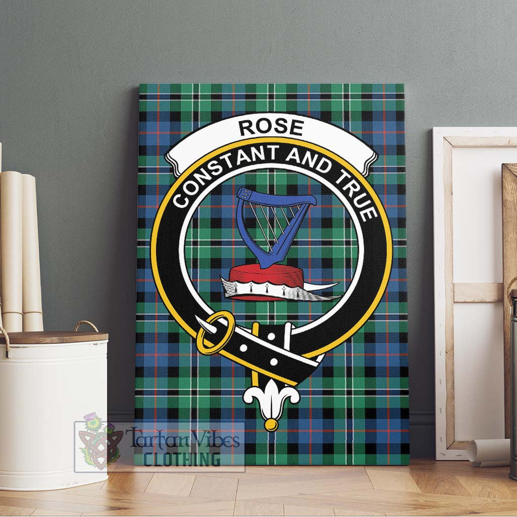 Rose Hunting Ancient Tartan Canvas Print Wall Art with Family Crest Without Frame - Tartan Vibes Clothing