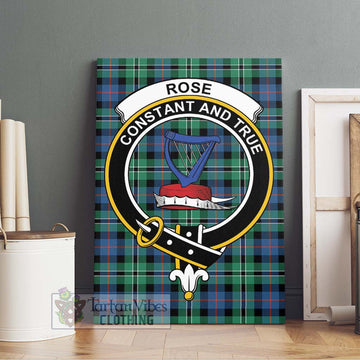 Rose Hunting Ancient Tartan Canvas Print Wall Art with Family Crest