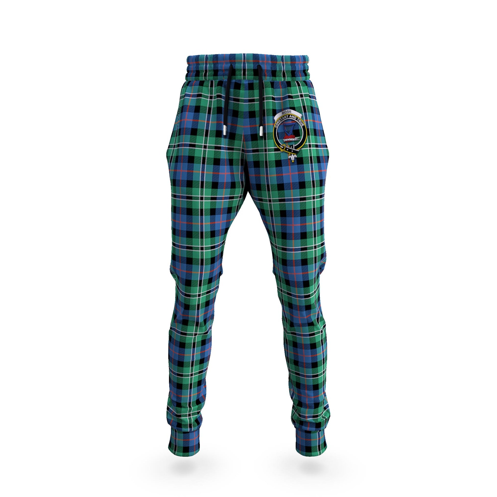 Rose Hunting Ancient Tartan Joggers Pants with Family Crest - Tartanvibesclothing Shop