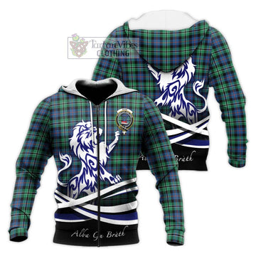 Rose Hunting Ancient Tartan Knitted Hoodie with Alba Gu Brath Regal Lion Emblem