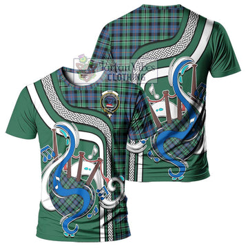 Rose Hunting Ancient Tartan T-Shirt with Epic Bagpipe Style