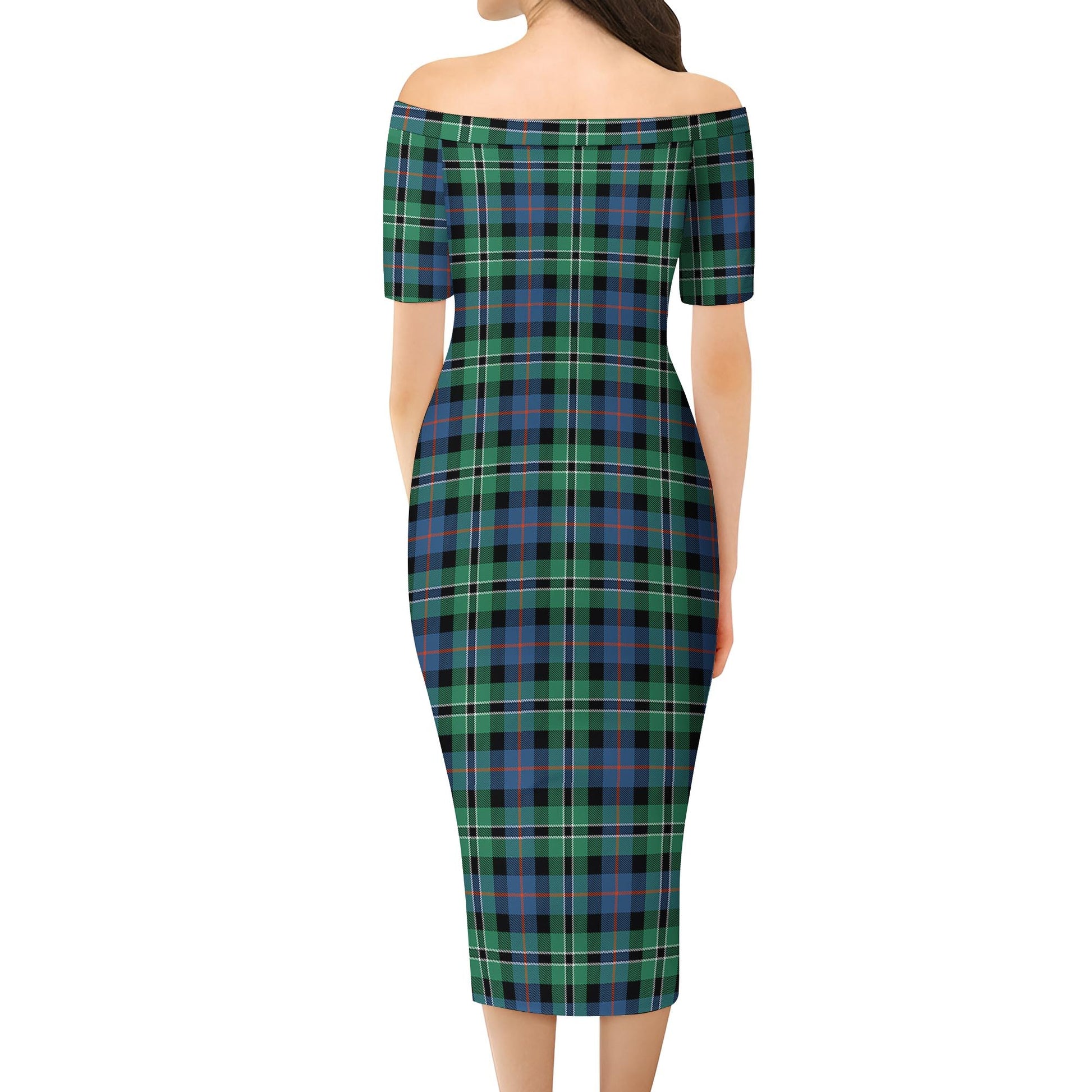 Rose Hunting Ancient Tartan Off Shoulder Lady Dress - Tartanvibesclothing