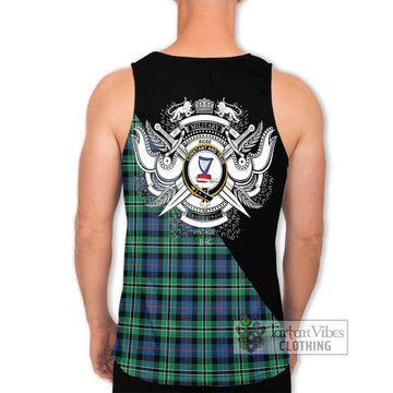 Rose Hunting Ancient Tartan Men's Tank Top with Family Crest and Military Logo Style