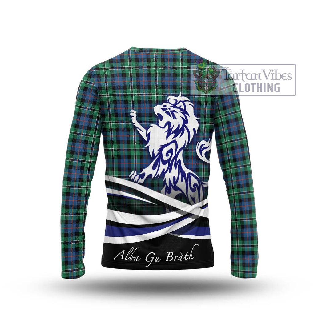 Rose Hunting Ancient Tartan Long Sleeve T-Shirt with Alba Gu Brath Regal Lion Emblem - Tartanvibesclothing Shop