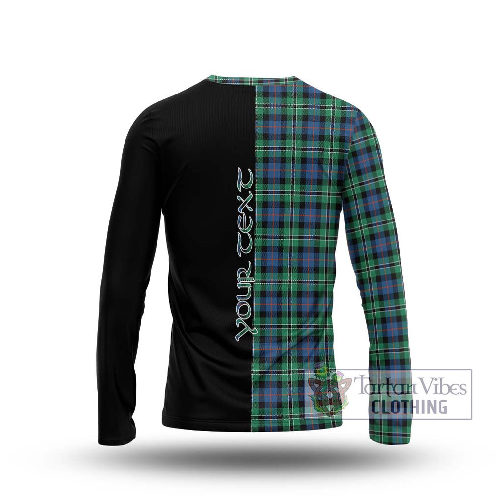 Rose Hunting Ancient Tartan Long Sleeve T-Shirt with Family Crest and Half Of Me Style - Tartanvibesclothing Shop