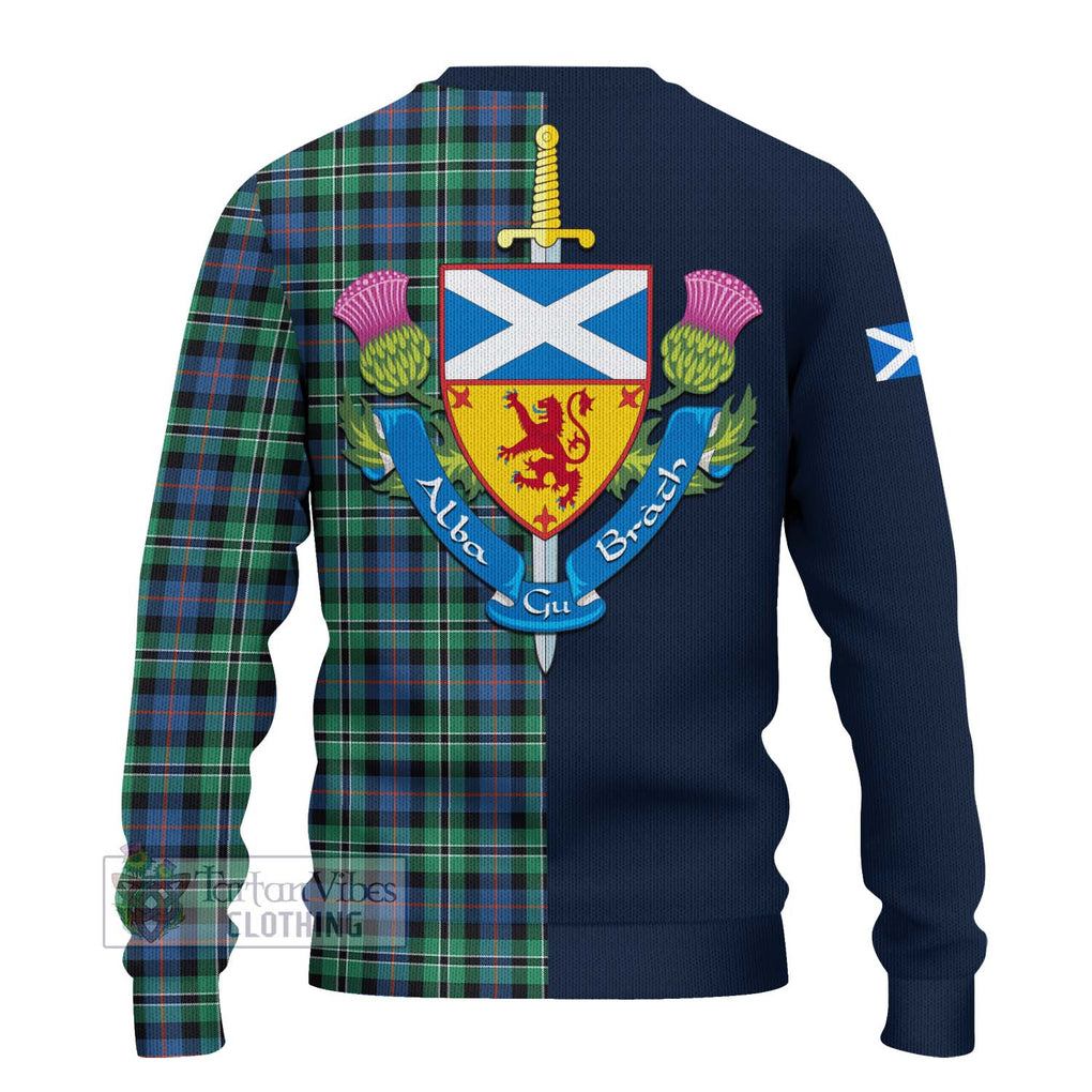 Tartan Vibes Clothing Rose Hunting Ancient Tartan Knitted Sweater with Scottish Lion Royal Arm Half Style