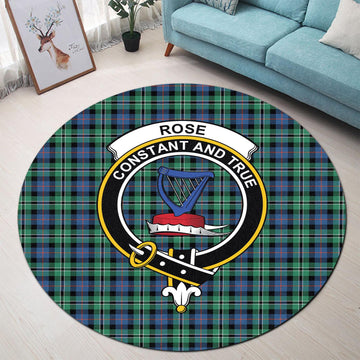 Rose Hunting Ancient Tartan Round Rug with Family Crest