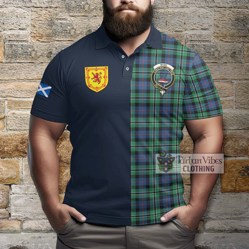 Tartan Vibes Clothing Rose Hunting Ancient Tartan Polo Shirt with Scottish Lion Royal Arm Half Style