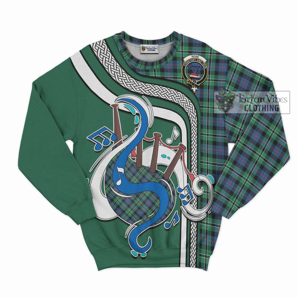 Tartan Vibes Clothing Rose Hunting Ancient Tartan Sweatshirt with Epic Bagpipe Style