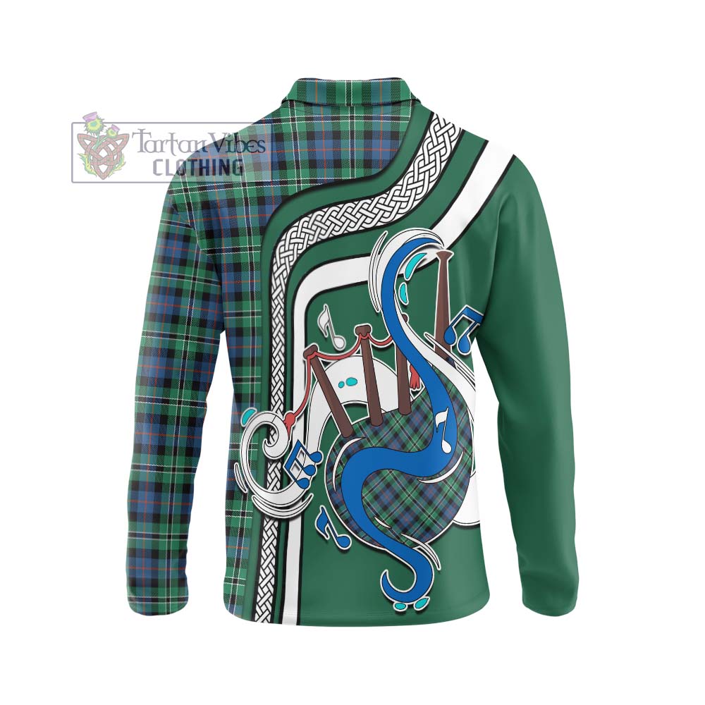 Tartan Vibes Clothing Rose Hunting Ancient Tartan Long Sleeve Polo Shirt with Epic Bagpipe Style