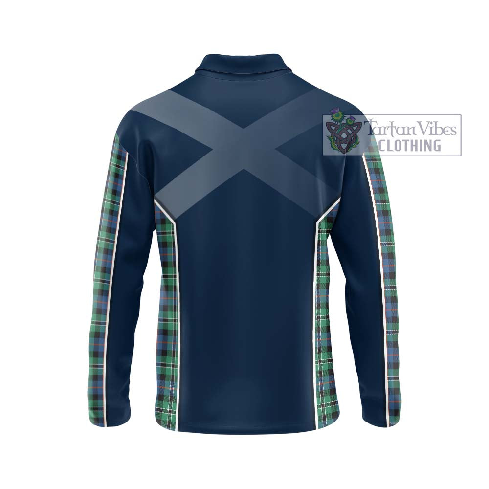 Rose Hunting Ancient Tartan Long Sleeve Polo Shirt with Family Crest and Lion Rampant Vibes Sport Style - Tartan Vibes Clothing