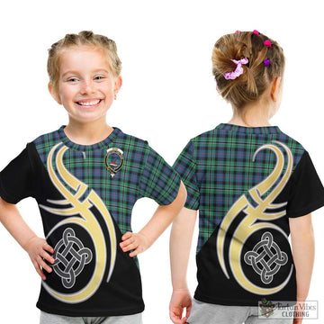 Rose Hunting Ancient Tartan Kid T-Shirt with Family Crest and Celtic Symbol Style