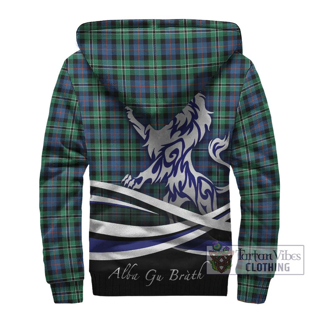 Rose Hunting Ancient Tartan Sherpa Hoodie with Alba Gu Brath Regal Lion Emblem - Tartanvibesclothing Shop