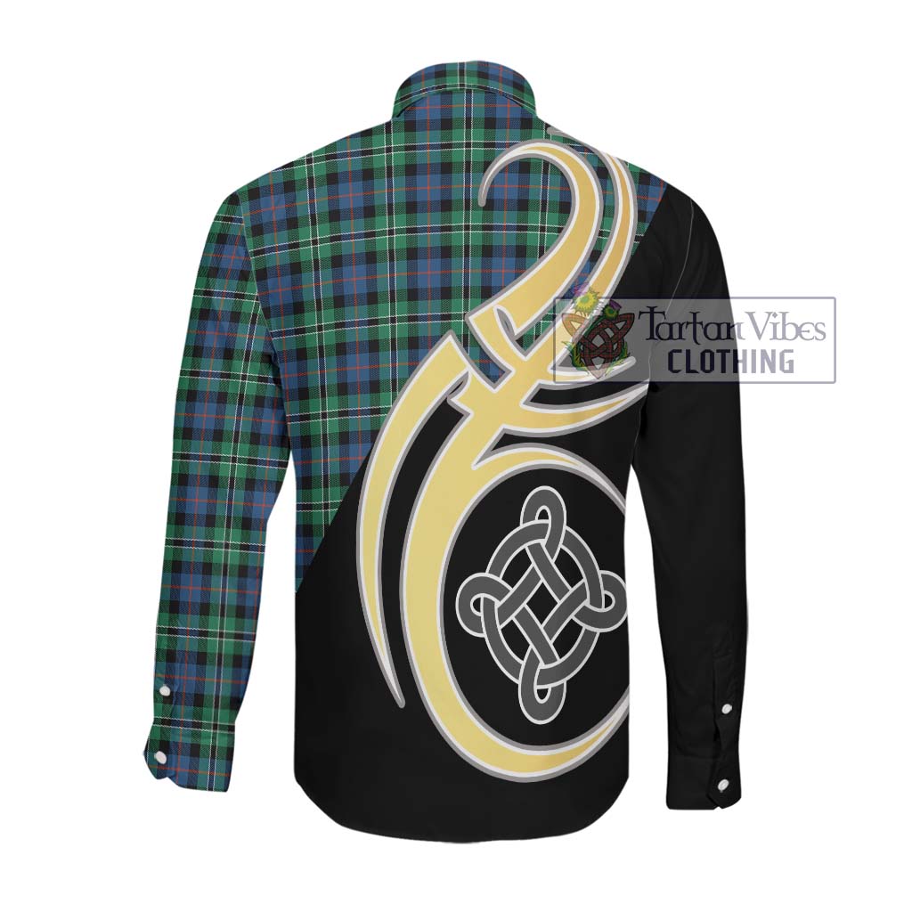 Rose Hunting Ancient Tartan Long Sleeve Button Shirt with Family Crest and Celtic Symbol Style Men's Shirt - Tartan Vibes Clothing