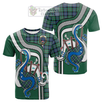 Rose Hunting Ancient Tartan Cotton T-shirt with Epic Bagpipe Style