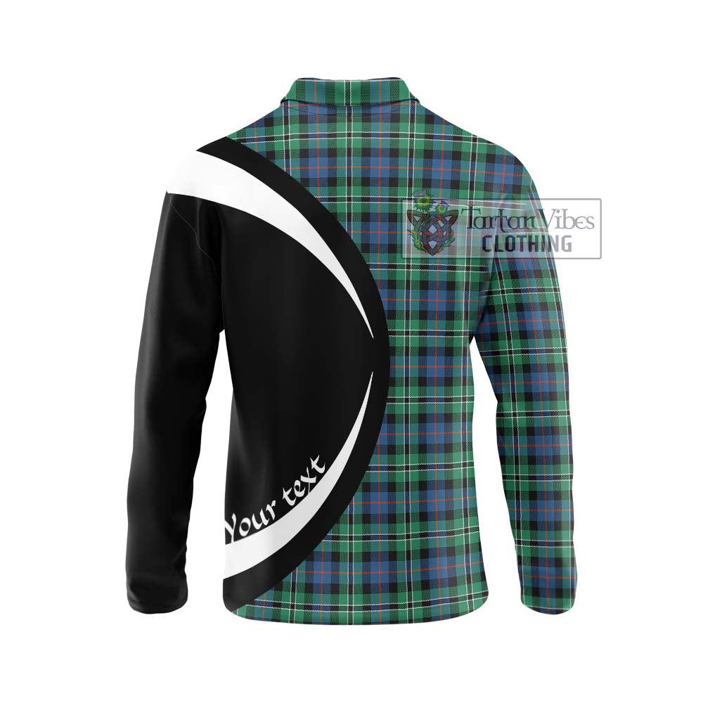 Rose Hunting Ancient Tartan Long Sleeve Polo Shirt with Family Crest Circle Style - Tartan Vibes Clothing