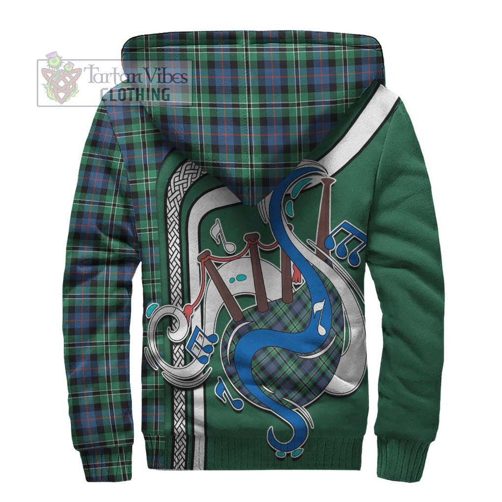 Rose Hunting Ancient Tartan Sherpa Hoodie with Epic Bagpipe Style - Tartanvibesclothing Shop