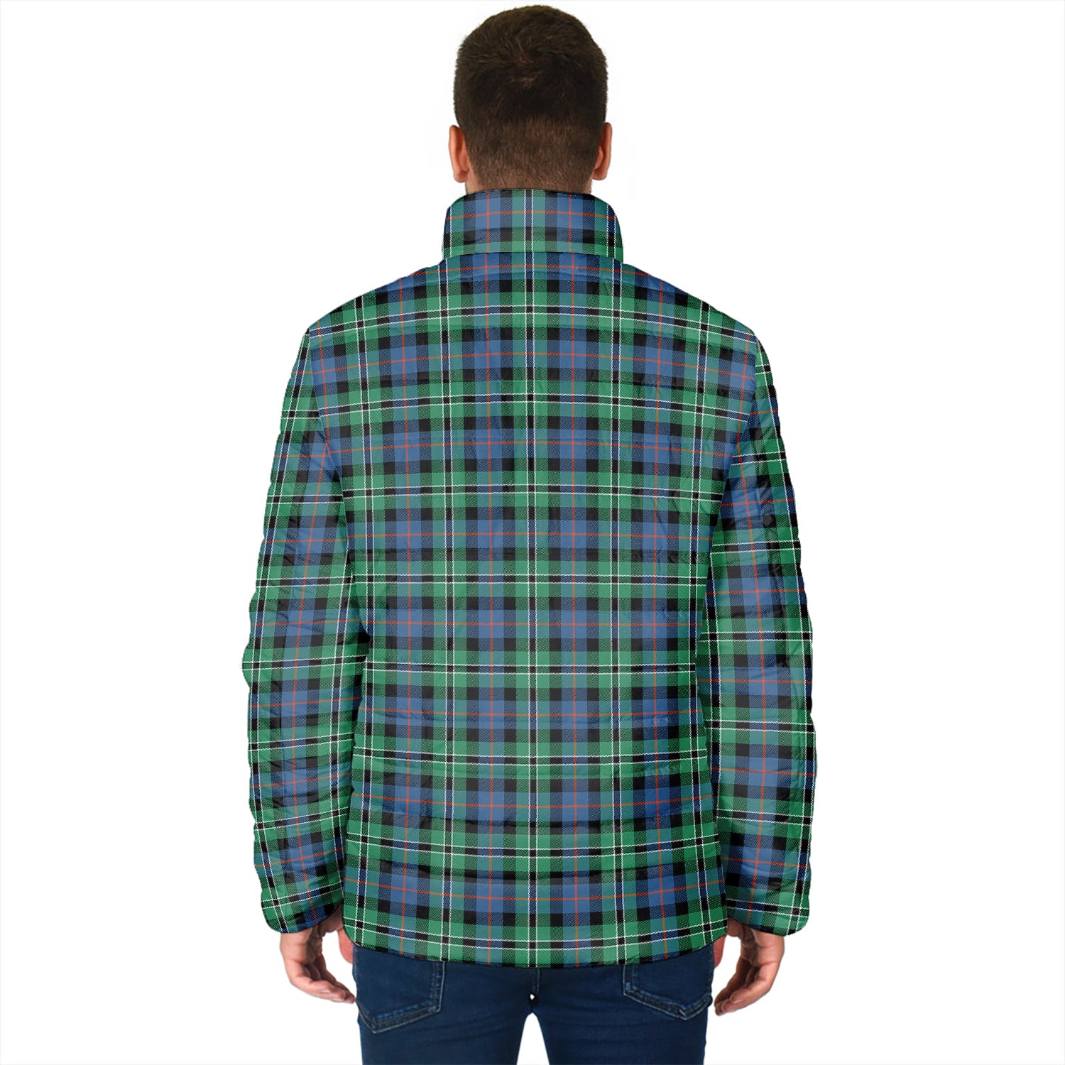 Rose Hunting Ancient Tartan Padded Jacket with Family Crest - Tartan Vibes Clothing