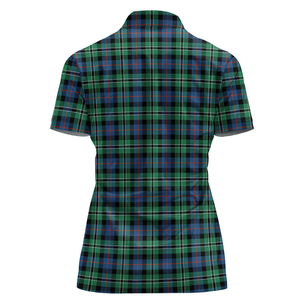 Rose Hunting Ancient Tartan Polo Shirt with Family Crest For Women - Tartan Vibes Clothing