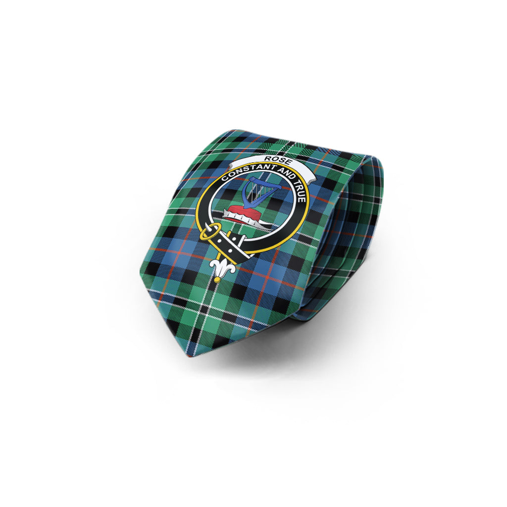 Rose Hunting Ancient Tartan Classic Necktie with Family Crest - Tartan Vibes Clothing