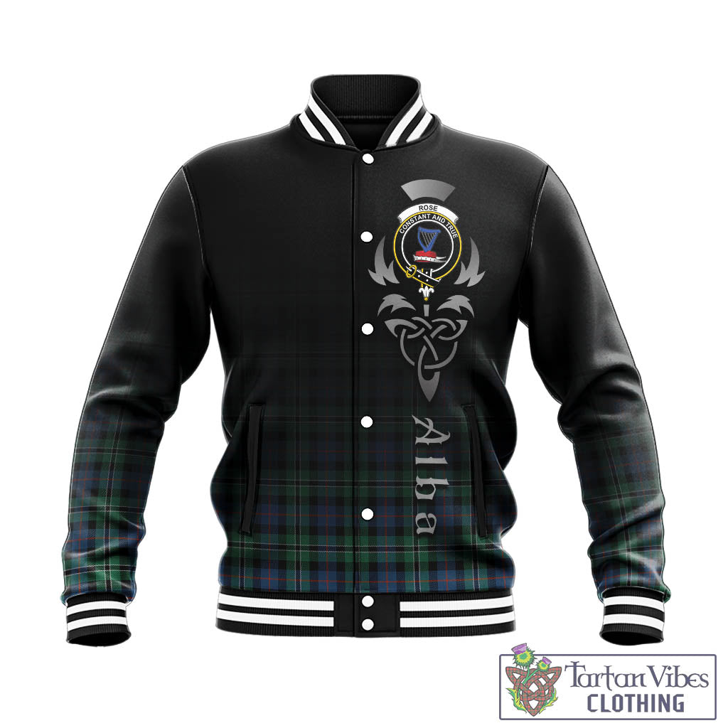 Tartan Vibes Clothing Rose Hunting Ancient Tartan Baseball Jacket Featuring Alba Gu Brath Family Crest Celtic Inspired