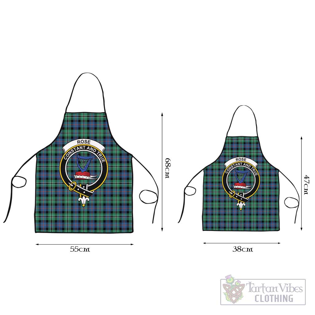 Rose Hunting Ancient Tartan Apron with Family Crest Black L 55x68 cm - Tartan Vibes Clothing