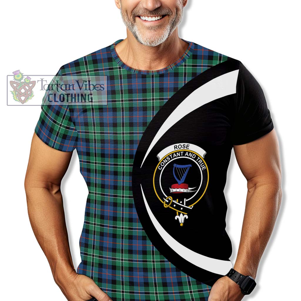 Tartan Vibes Clothing Rose Hunting Ancient Tartan T-Shirt with Family Crest Circle Style