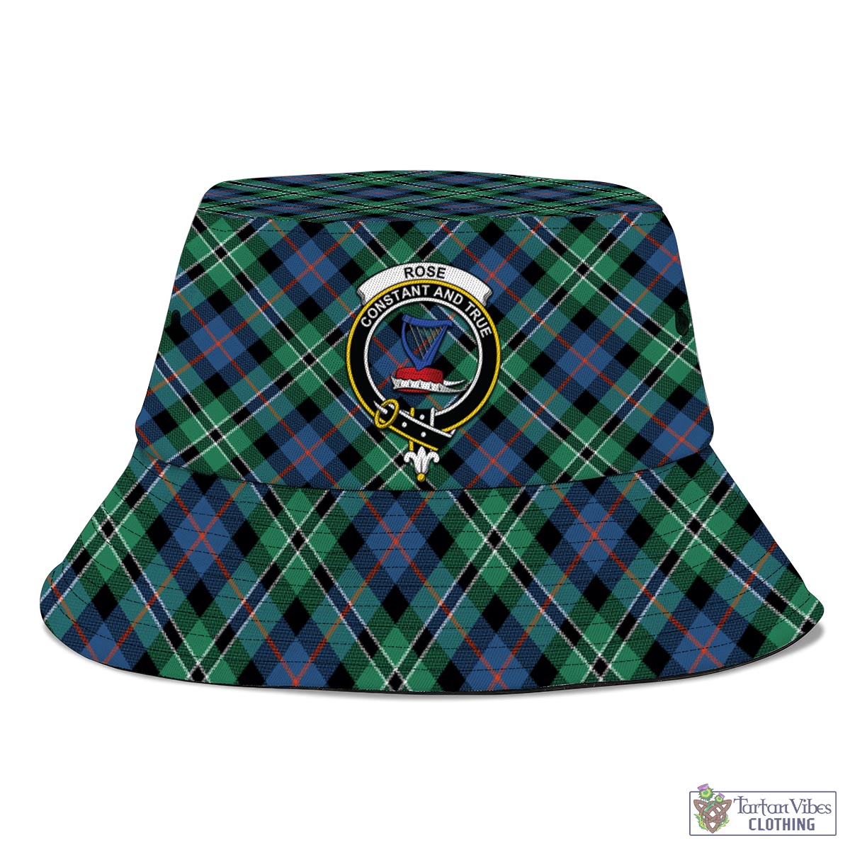 Tartan Vibes Clothing Rose Hunting Ancient Tartan Bucket Hat with Family Crest