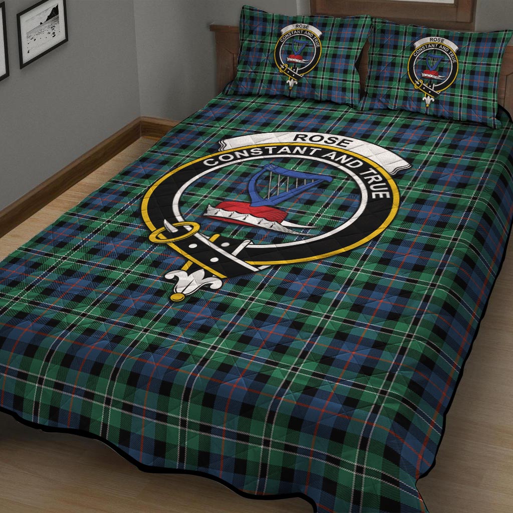 Rose Hunting Ancient Tartan Quilt Bed Set with Family Crest - Tartan Vibes Clothing