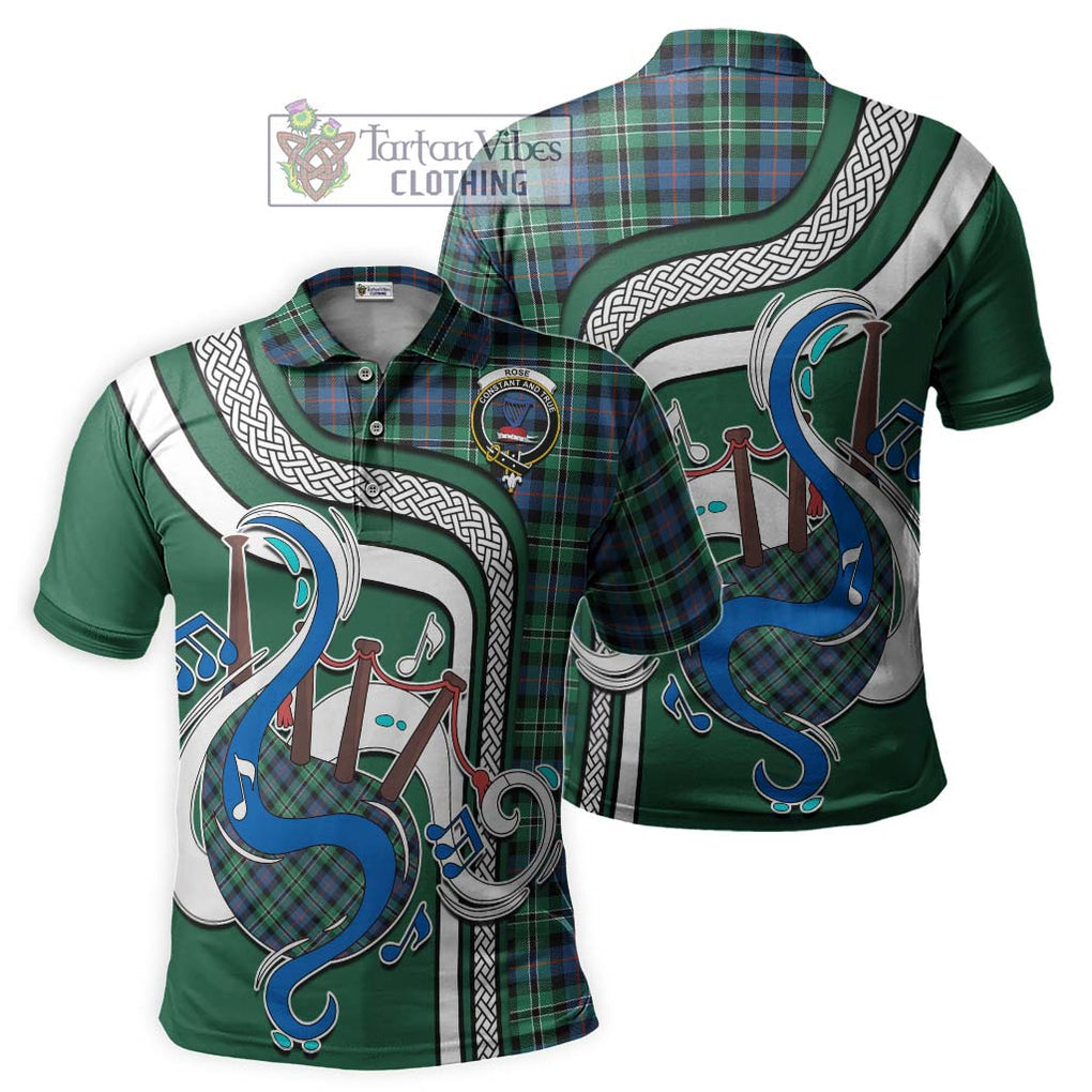 Tartan Vibes Clothing Rose Hunting Ancient Tartan Polo Shirt with Epic Bagpipe Style