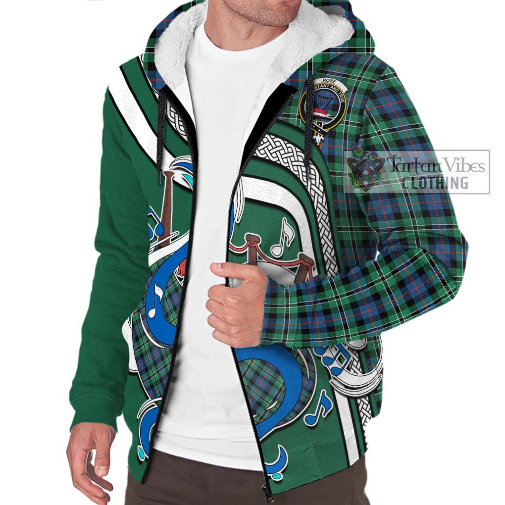 Rose Hunting Ancient Tartan Sherpa Hoodie with Epic Bagpipe Style Unisex - Tartanvibesclothing Shop