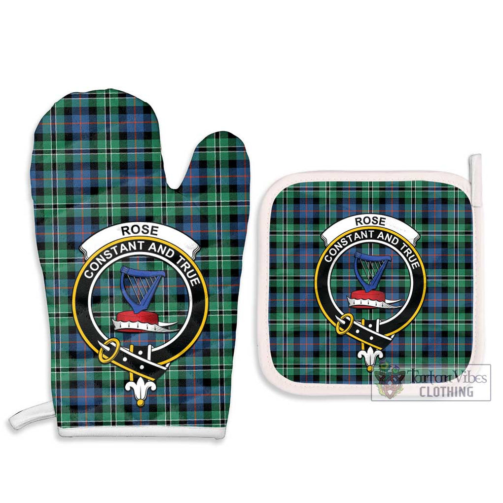 Rose Hunting Ancient Tartan Combo Oven Mitt & Pot-Holder with Family Crest Combo 1 Oven Mitt & 2 Pot-Holder White - Tartan Vibes Clothing